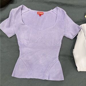STAUD Women's Lilac Ribbed Top
